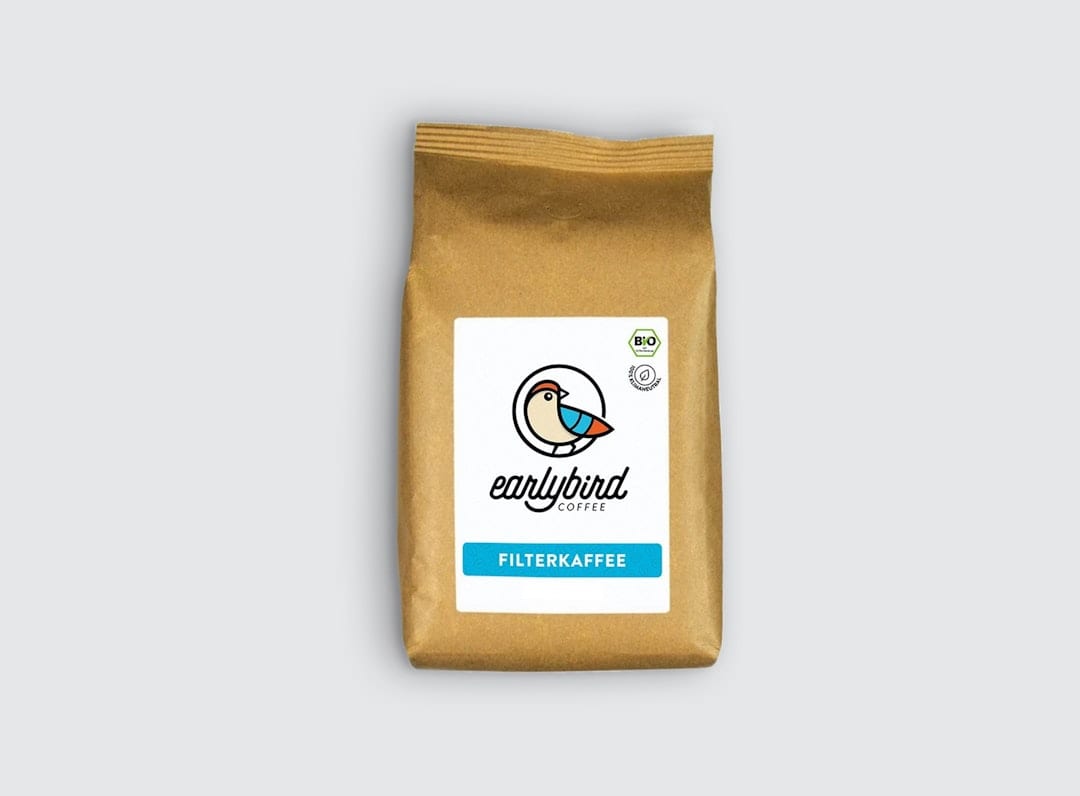 Premium dog food bag on plain background